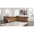 Signature Design by Ashley Temmpton Medium Brown 5-Piece Power Reclining Sectional - 110 W x 110 D x 34 H