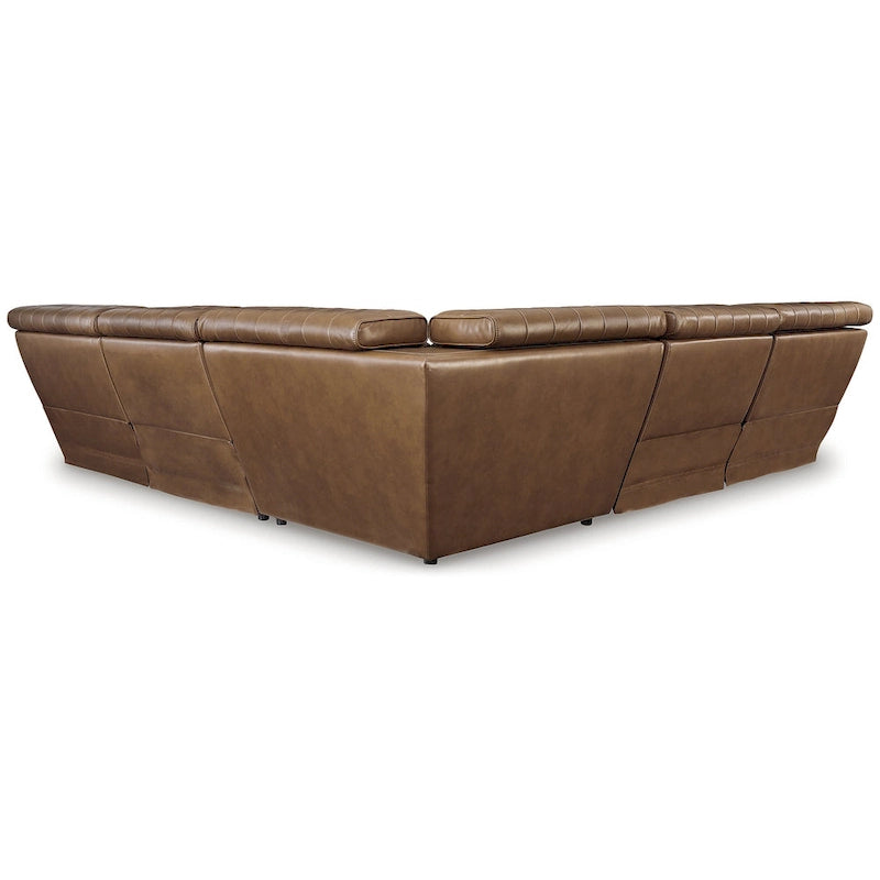 Signature Design by Ashley Temmpton Medium Brown 5-Piece Power Reclining Sectional - 110 W x 110 D x 34 H