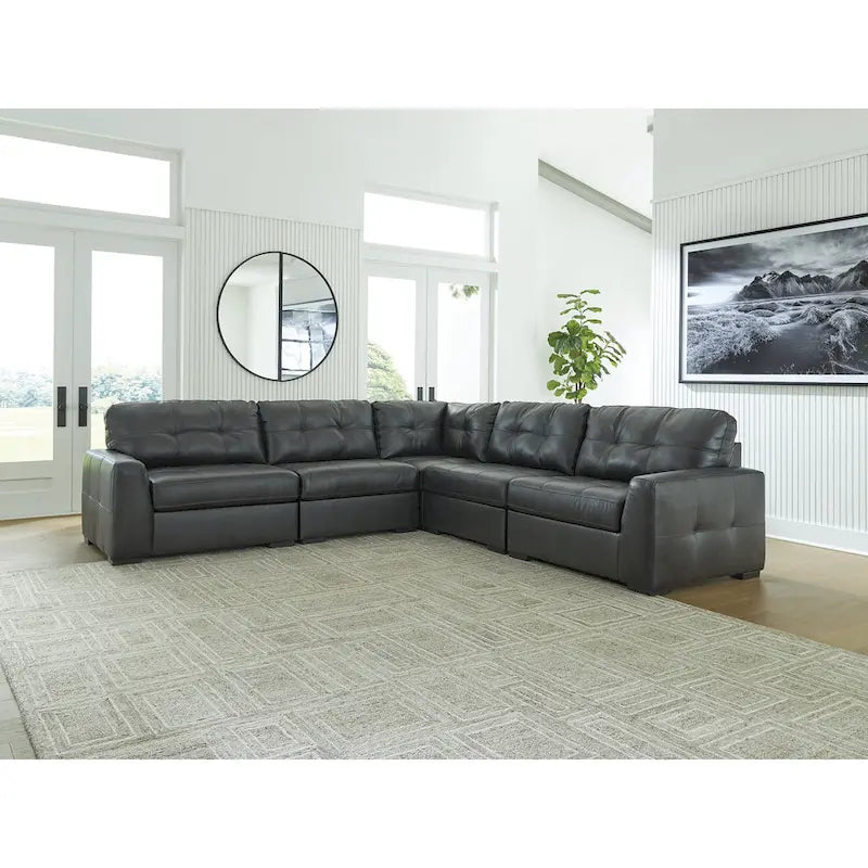 Signature Design by Ashley Brindley Pier Gray 5-Piece Sectional - 128 W x 128 D x 40 H