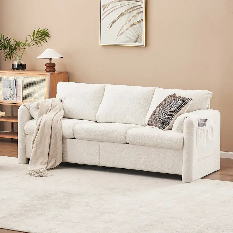 3-Seater Sofa 77  Chenille Couch - Plush Triple Seater Sofa with High-Density Foam Cushions, Deep Seat Living Room Couch