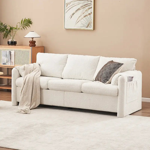 3-Seater Sofa 77  Chenille Couch - Plush Triple Seater Sofa with High-Density Foam Cushions, Deep Seat Living Room Couch