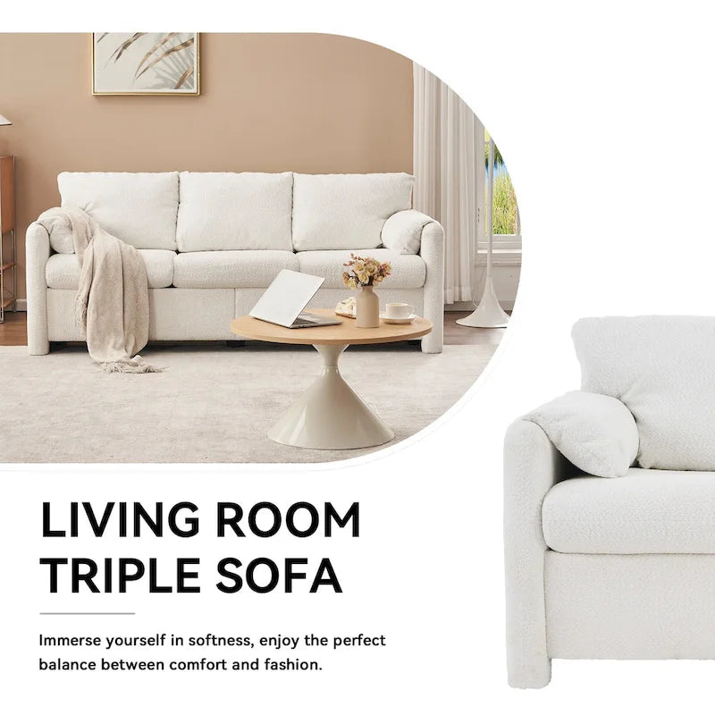 3-Seater Sofa 77  Chenille Couch - Plush Triple Seater Sofa with High-Density Foam Cushions, Deep Seat Living Room Couch