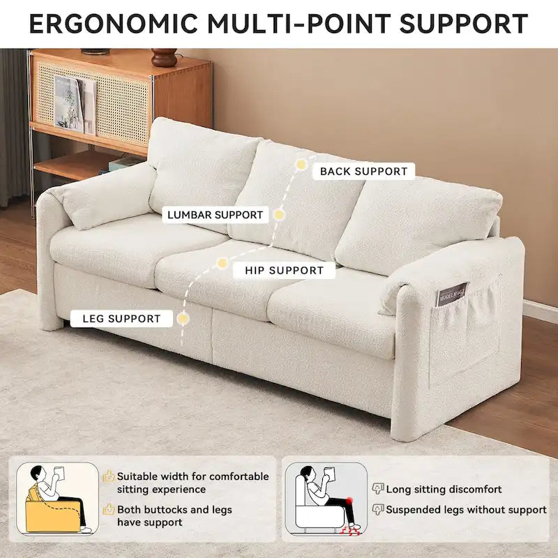 3-Seater Sofa 77  Chenille Couch - Plush Triple Seater Sofa with High-Density Foam Cushions, Deep Seat Living Room Couch