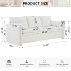 3-Seater Sofa 77  Chenille Couch - Plush Triple Seater Sofa with High-Density Foam Cushions, Deep Seat Living Room Couch