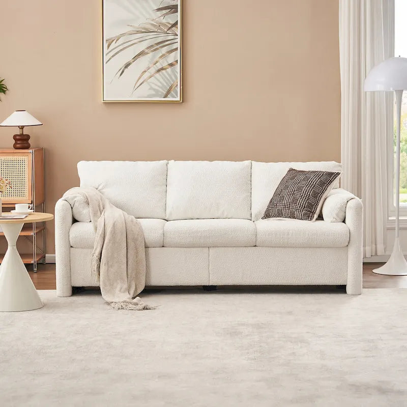 3-Seater Sofa 77  Chenille Couch - Plush Triple Seater Sofa with High-Density Foam Cushions, Deep Seat Living Room Couch