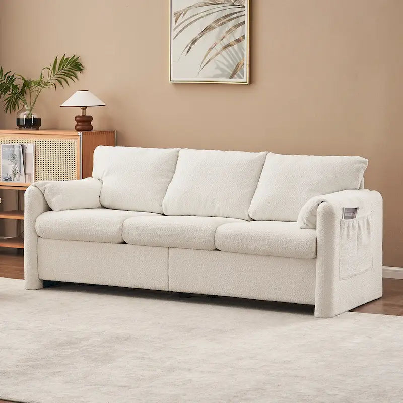 3-Seater Sofa 77  Chenille Couch - Plush Triple Seater Sofa with High-Density Foam Cushions, Deep Seat Living Room Couch