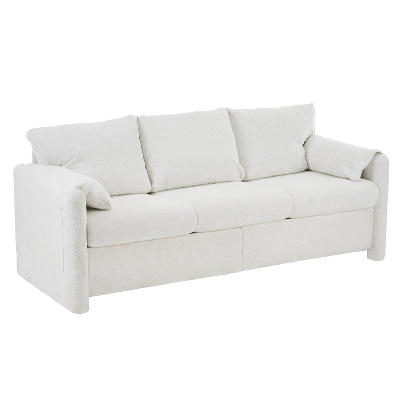 3-Seater Sofa 77  Chenille Couch - Plush Triple Seater Sofa with High-Density Foam Cushions, Deep Seat Living Room Couch