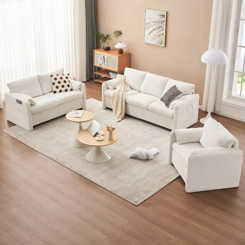 3-Seater Sofa 77  Chenille Couch - Plush Triple Seater Sofa with High-Density Foam Cushions, Deep Seat Living Room Couch