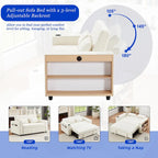 Transformable Chenille Fabric Sofa Bed with Adjustable Tufted Backrest, USB Ports, and Ample Storag