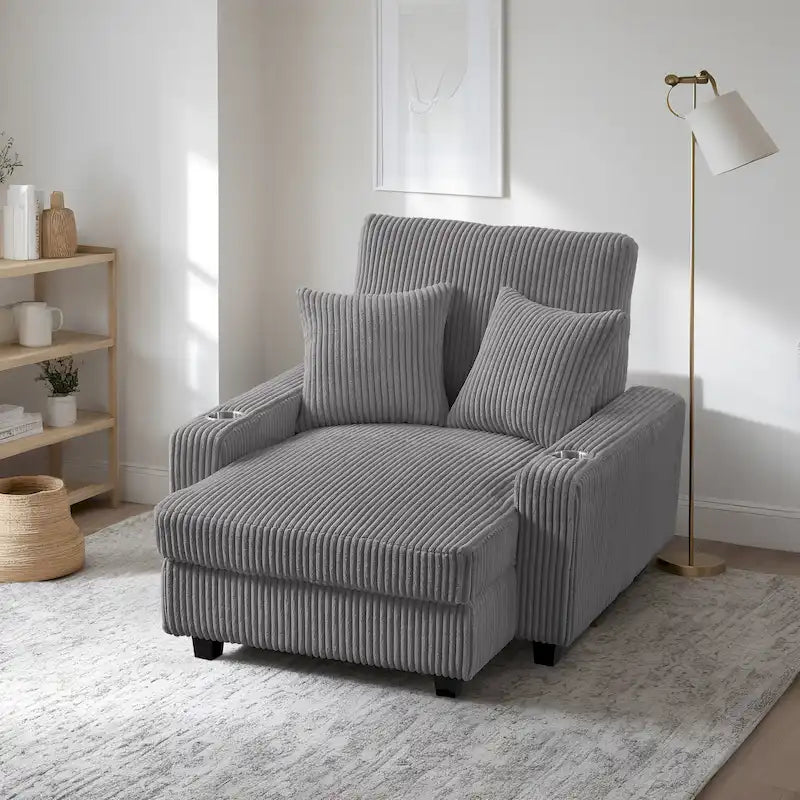 Upholstered Chaise Lounge with Adjustable Backrest Lounge Chair