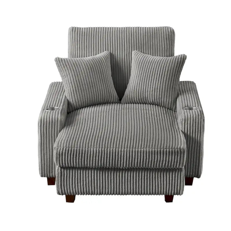 Upholstered Chaise Lounge with Adjustable Backrest Lounge Chair