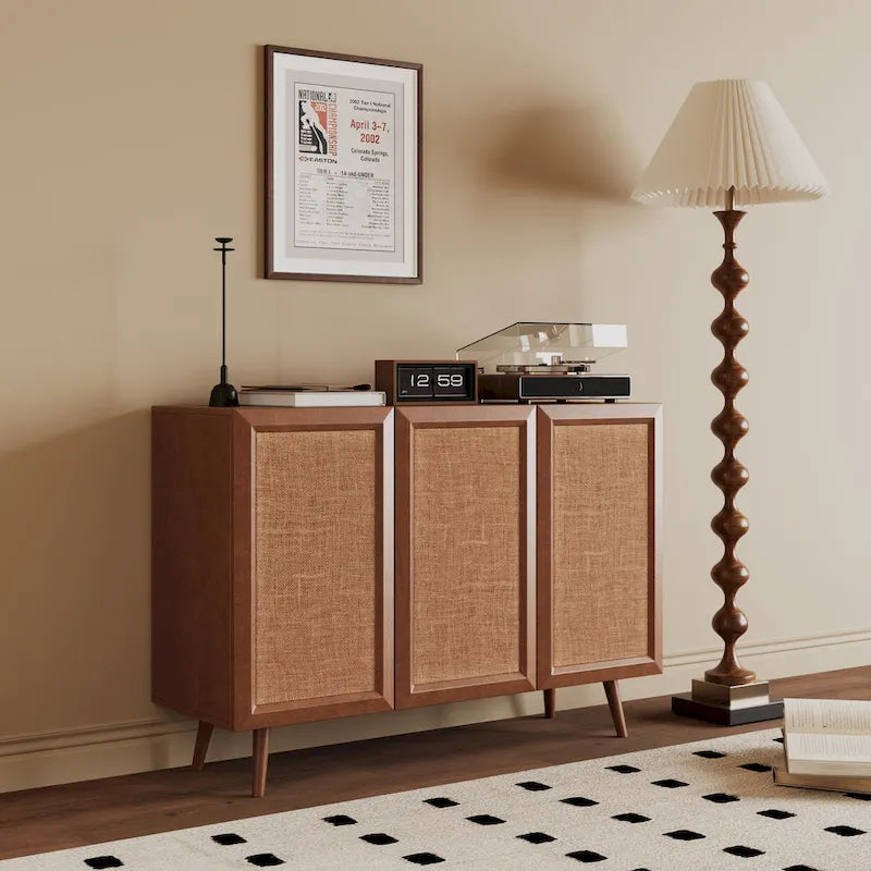 Entryway Storage Media Console Farmhouse Tv Stand Accent Buffet Sideboard Cabinet With Doors and Shelves