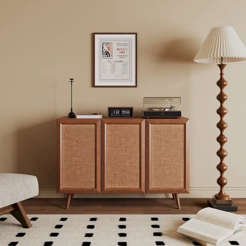 Entryway Storage Media Console Farmhouse Tv Stand Accent Buffet Sideboard Cabinet With Doors and Shelves