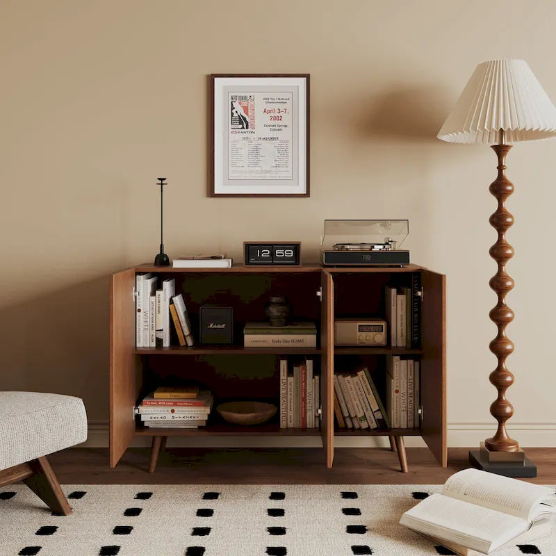 Entryway Storage Media Console Farmhouse Tv Stand Accent Buffet Sideboard Cabinet With Doors and Shelves