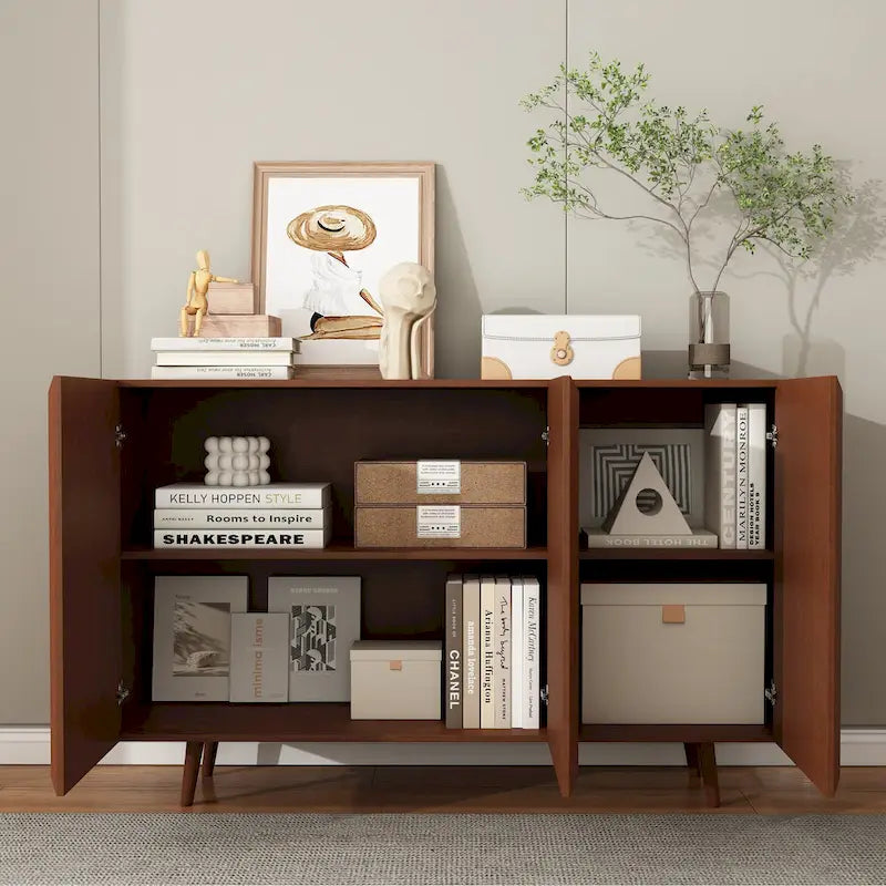 Entryway Storage Media Console Farmhouse Tv Stand Accent Buffet Sideboard Cabinet With Doors and Shelves