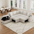 84.7  Chenille Sleeper Sectional Sofa with Storage & USB Ports