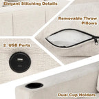 84.7  Chenille Sleeper Sectional Sofa with Storage & USB Ports