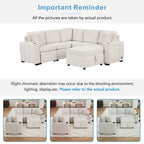 84.7  Chenille Sleeper Sectional Sofa with Storage & USB Ports