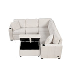 84.7  Chenille Sleeper Sectional Sofa with Storage & USB Ports