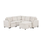 84.7  Chenille Sleeper Sectional Sofa with Storage & USB Ports