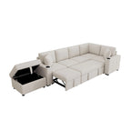 84.7  Chenille Sleeper Sectional Sofa with Storage & USB Ports