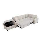 84.7  Chenille Sleeper Sectional Sofa with Storage & USB Ports