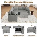 84.7  Chenille Sleeper Sectional Sofa with Storage & USB Ports