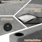84.7  Chenille Sleeper Sectional Sofa with Storage & USB Ports