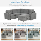 84.7  Chenille Sleeper Sectional Sofa with Storage & USB Ports