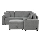 84.7  Chenille Sleeper Sectional Sofa with Storage & USB Ports