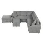 84.7  Chenille Sleeper Sectional Sofa with Storage & USB Ports