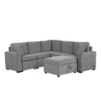 84.7  Chenille Sleeper Sectional Sofa with Storage & USB Ports