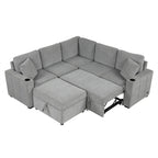 84.7  Chenille Sleeper Sectional Sofa with Storage & USB Ports