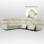 Genuine Leather Power Recliner Sectional Sofa with Console, Ajustable Headrest, USB&USB-C Port, 1 Power Armlesschair