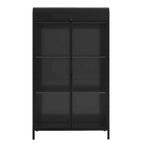 47.6 Tall Metal Cabinet with Glass Doors&Flip-Top,4-Tier Display Cabinet with Open Shelves,Freestanding Steel Sideboard Buffet