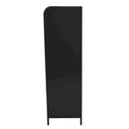 47.6 Tall Metal Cabinet with Glass Doors&Flip-Top,4-Tier Display Cabinet with Open Shelves,Freestanding Steel Sideboard Buffet