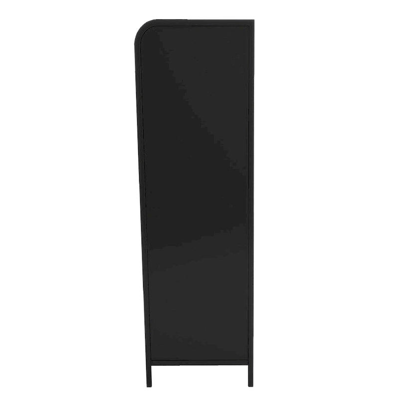 47.6 Tall Metal Cabinet with Glass Doors&Flip-Top,4-Tier Display Cabinet with Open Shelves,Freestanding Steel Sideboard Buffet