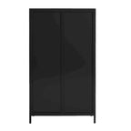 47.6 Tall Metal Cabinet with Glass Doors&Flip-Top,4-Tier Display Cabinet with Open Shelves,Freestanding Steel Sideboard Buffet