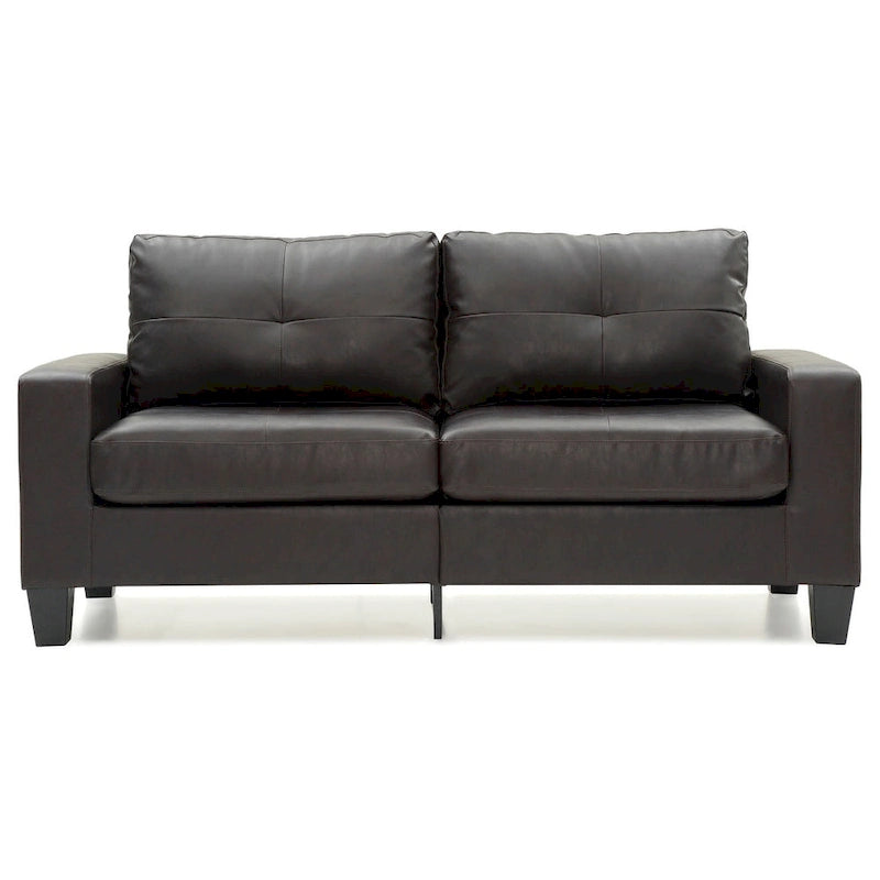 Square Arm Faux Leather Tufted Straight Sofa - 71  - Dark Brown