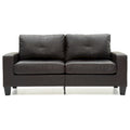 Square Arm Faux Leather Tufted Straight Sofa - 71  - Dark Brown