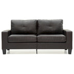 Square Arm Faux Leather Tufted Straight Sofa - 71  - Dark Brown