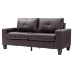Square Arm Faux Leather Tufted Straight Sofa - 71  - Dark Brown