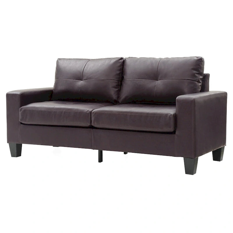 Square Arm Faux Leather Tufted Straight Sofa - 71  - Dark Brown