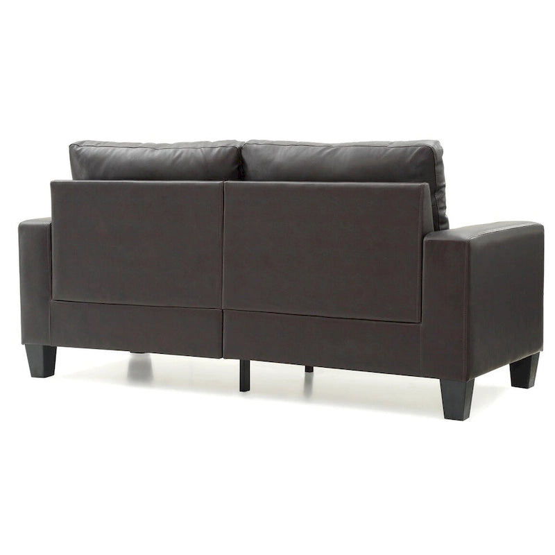 Square Arm Faux Leather Tufted Straight Sofa - 71  - Dark Brown