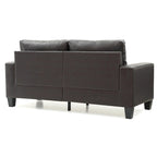 Square Arm Faux Leather Tufted Straight Sofa - 71  - Dark Brown