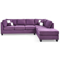 Reversible Microsuede 4-Seater Sectional Sofa with Throw Pillows - 111  - Purple