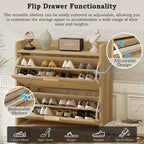 47.2  Rattan Shoe Storage Cabinet with 2 Flip Drawers, Narrow Shoe Rack Cabinet with 1 Storage Drawer & Bench for Hallway