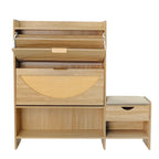 47.2  Rattan Shoe Storage Cabinet with 2 Flip Drawers, Narrow Shoe Rack Cabinet with 1 Storage Drawer & Bench for Hallway