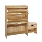 47.2  Rattan Shoe Storage Cabinet with 2 Flip Drawers, Narrow Shoe Rack Cabinet with 1 Storage Drawer & Bench for Hallway