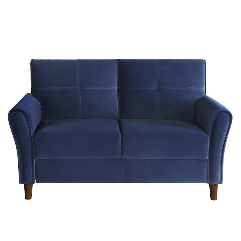 Brown Velvet Upholstery 1Pc Comfort Loveseat Plush Seatbacks Tufted Detail Solid Wood Frame Modern Living Room Furniture